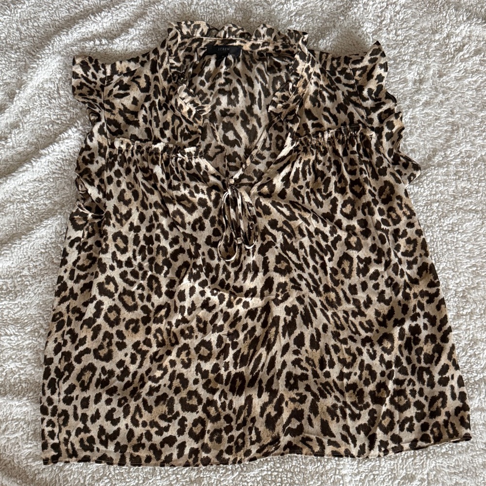 J. Crew Animal Print Ruffle Blouse